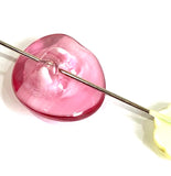 Pink Streaks Peppermint Glass Buttons, Oval Shape, No Two Alike, 1/2"-9/16" x 5/8" Self Shank #SK-995