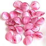 Pink Streaks Peppermint Glass Buttons, Oval Shape, No Two Alike, 1/2"-9/16" x 5/8" Self Shank #SK-995
