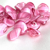 Pink Streaks Peppermint Glass Buttons, Oval Shape, No Two Alike, 1/2"-9/16" x 5/8" Self Shank #SK-995