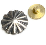 Repousse 12 Petals Flower 5/8" SCREW BACK Nickel Silver Button 15mm #SW-437