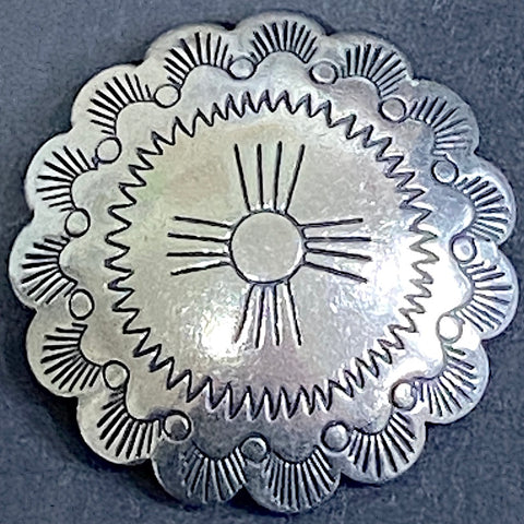 Zia Sunrise Scallop 1.25" Large Shank-Back Nickel Silver Southwest USA Made Button  #SW-438