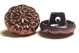 Dark Copper/Black 11/16" /18mm Glass Starflower Button, Germany, Shank Back  #966