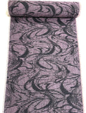 Muted Purple/Black Dynamic Currents Ikat Vintage Kimono Silk 14.5" x 77" Piece   #737