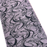 Muted Purple/Black Dynamic Currents Ikat Vintage Kimono Silk 14.5" x 77" Piece   #737
