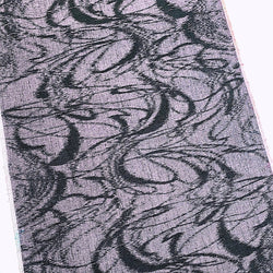 Muted Purple/Black Dynamic Currents Ikat Vintage Kimono Silk 14.5" x 77" Piece   #737