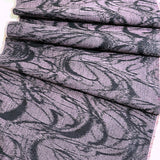 Muted Purple/Black Dynamic Currents Ikat Vintage Kimono Silk 14.5" x 77" Piece   #737