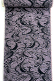 Muted Purple/Black Dynamic Currents Ikat Vintage Kimono Silk 14.5" x 77" Piece   #737