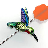 Hummingbird Bead, Green Body, Red Throat, Small Embellishment Hand Painted by Susan Clarke, 3/4" #SC-170-G