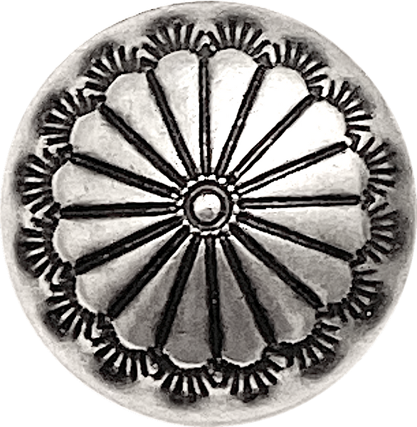Re-Stocked, Southwest Sunflower Button 13/16", Rustic, Thicker Lines, Nickel Silver Shank Back Button  #SW-429