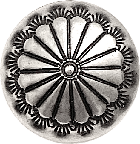 Re-Stocked, Southwest Sunflower Button 13/16", Rustic, Thicker Lines, Nickel Silver Shank Back Button  #SW-429