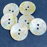 Golden Shell, White Roses Laser-Etched Button, 13/16" / 20mm 2-Hole   Pack of TWO  #SK-1176