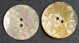 Golden Shell, White Roses Laser-Etched Button, 13/16" / 20mm 2-Hole   Pack of TWO  #SK-1176