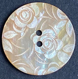 Golden Shell, White Roses Laser-Etched, Largest Size 1-1/8" / 28mm 2-Hole  Per Button #SK-1175