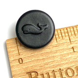 Re-Stocked Black 3/4" Leather Whale Button, Shank Back 19mm # SK-601