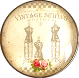 Vintage Dress Forms and Roses Button, Crystal Acrylic Dome, 1" Shank Back #SK-2026A