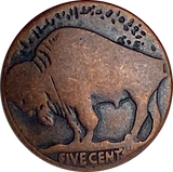 Bulk Deal, 30 Buffalo Nickel Replica Buttons, Tiny 7/16" Dark Copper, Metal Shank Back.   # FJ-19-30