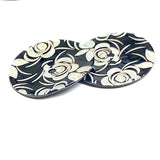 Black Shell, White Roses Laser-Etched, Largest Size 1-1/8" / 28mm 2-Hole  Per Button #SK-1172