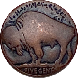 Dark Copper Buffalo "Nickel" Button, Replica, 3/4" / 20mm, Shank Back, Metal  #FJ-20
