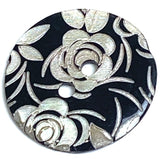 Black, White Roses Laser-Etched Button, 13/16" / 20mm 2-Hole   Pack of TWO  #SK-1173
