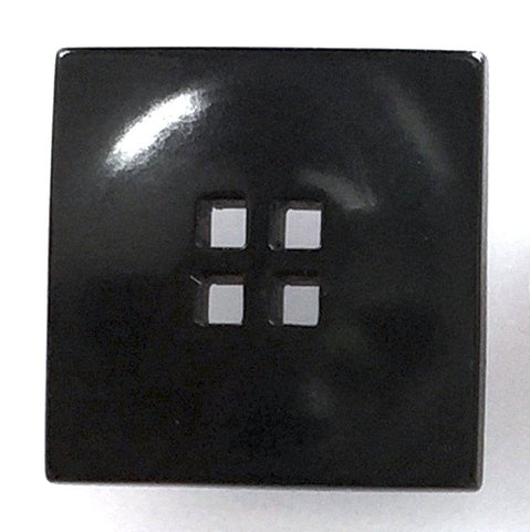 Re-Stocked Black Corozo Button, "Five Squares" Pillow-Top, Tagua Nut, 9/16" / 15mm   #SK-513
