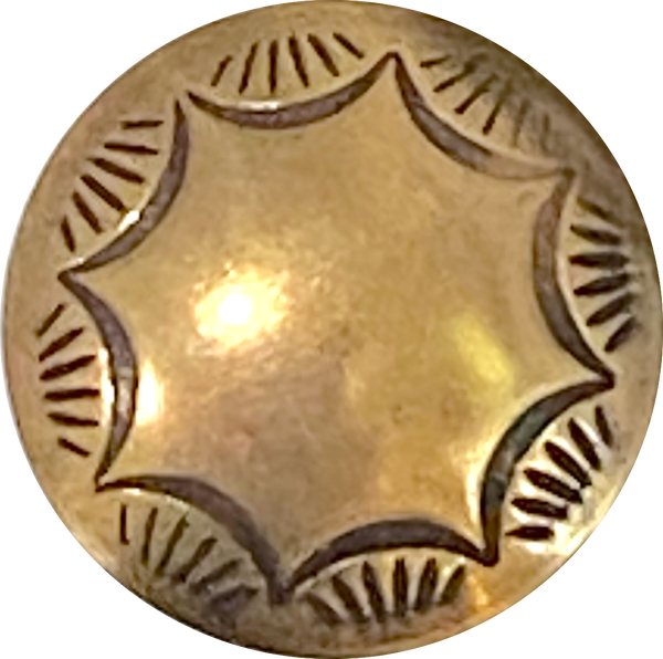 Tiny Morning Star Shiny Brass 1/2"Concho Button, Small Shank  USA  # WN22B-S
