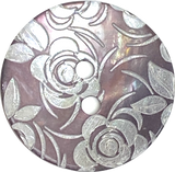SALE Muted Amethyst / White Roses Laser-Etched Button, 13/16" / 20mm 2-Hole   Pack of TWO  #SK-1178