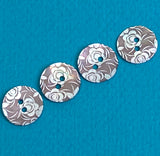 Muted Amethyst / White Roses Laser-Etched Button, 15mm 2-Hole  5/8" Pack of FOUR  #SK-1179