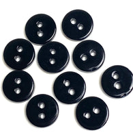 New Markdown, Black Tiny Shiny River Shell 9mm 2-Hole 3/8" Button, PACK OF TEN # SK-2255