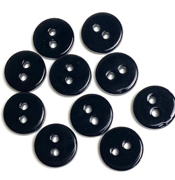 SPECIAL Black Tiny Shiny River Shell 9mm 2-Hole 3/8" Button, 9mm, PACK OF TEN # SK-2255