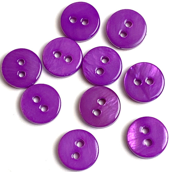 SALE 3/8" Tiny Purple River Shell 2-hole Button, Pack of TEN  #SK-2250