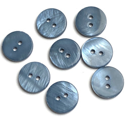 Cool Blue Gray River Shell 5/8" 2-hole Button, Pack of 8 for $8.25   #1789