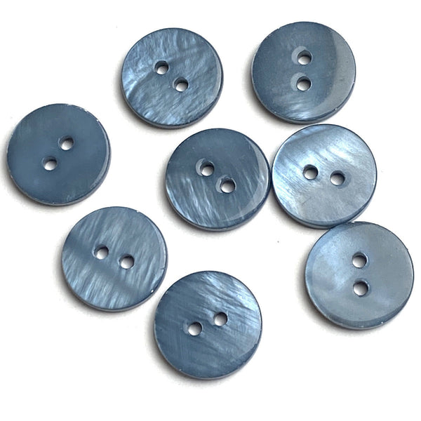 Cool Blue Gray River Shell 5/8" 2-hole Button, Pack of 8 for $8.25   #1789