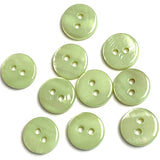 3/8" Tiny Pastel Green 2-hole River Shell Button, 9mm, Pack of TEN  #SK-2245