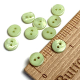3/8" Tiny Pastel Green 2-hole River Shell Button, 9mm, Pack of TEN  #SK-2245