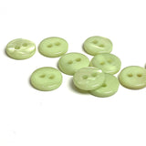 3/8" Tiny Pastel Green 2-hole River Shell Button, 9mm, Pack of TEN  #SK-2245