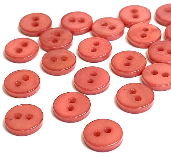 3/8" Red Clay Tiny 2-hole River Shell Button, Pack of 20. #SK-2252