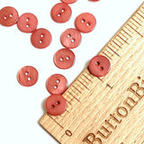 Last Pack, 3/8" Red Clay Tiny 2-hole River Shell Button, Pack of 20. #SK-2252