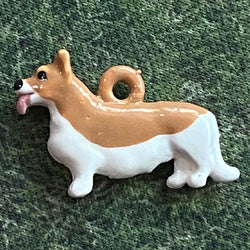 Corgi Charm, 3/4" Handpainted Metal Dog Charm, by Susan Clarke  #SC-1381