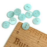 Pastel Turquoise Tiny 3/8" 2-Hole River Shell Button, Pack of 10, #SK-2246