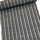 SALE, Charcoal Yarn-Dyed Black Slubby Stripe, Vintage Japanese Kimono Silk from Japan By the Yard  #612