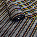 SALE, Charcoal Yarn-Dyed Black Slubby Stripe, Vintage Japanese Kimono Silk from Japan By the Yard  #612