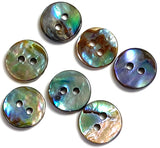 Abalone 7/16" Small Vivid Greens/Blues Iridescent Buttons 11mm. Pack of 7   #SK-2257