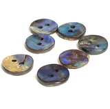 Abalone 7/16" Small Vivid Greens/Blues Iridescent Buttons 11mm. Pack of 7   #SK-2257