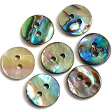 Abalone 7/16" Small Vivid Greens/Blues Iridescent Buttons 11mm. Pack of 7   #SK-2257