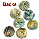 Abalone 7/16" Small Vivid Greens/Blues Iridescent Buttons 11mm. Pack of 7   #SK-2257