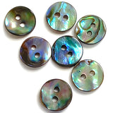 Abalone 7/16" Small Vivid Greens/Blues Iridescent Buttons 11mm. Pack of 7   #SK-2257