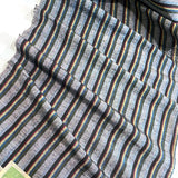 SALE, Charcoal Yarn-Dyed Black Slubby Stripe, Vintage Japanese Kimono Silk from Japan By the Yard  #612