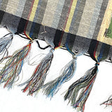 SALE, Charcoal Yarn-Dyed Black Slubby Stripe, Vintage Japanese Kimono Silk from Japan By the Yard  #612