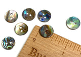 Abalone 7/16" Small Vivid Greens/Blues Iridescent Buttons 11mm. Pack of 7   #SK-2257