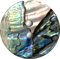 Running Low, Abalone Large Dramatic Greens & Blues 7/8" 2-Hole Button, Per Button #SK-0036